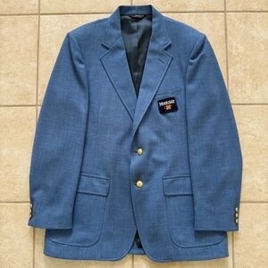 Hardwick Clothes Men Vintage Navy Sport Coat Blazer Masters Gold Two Button USA